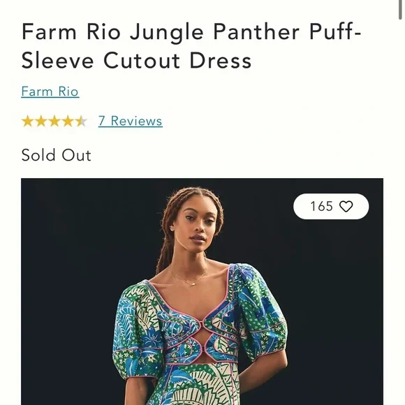 Gorgeous Farm Rio Jungle Panther Dress with Puffed Sleeves and Pink lining - Picture 6 of 6